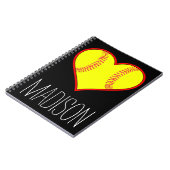 Aangepast Notitieboek voor Softball Heart Spiral (Linkerzijde)