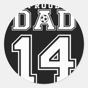 Aangepast Nummer 14 Trots Voetbal Papa Persoonlijk Ronde Sticker