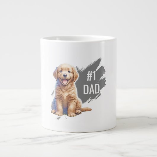 Aangepast nummer 1 papa puppy hond grote koffiekop (Voorkant)
