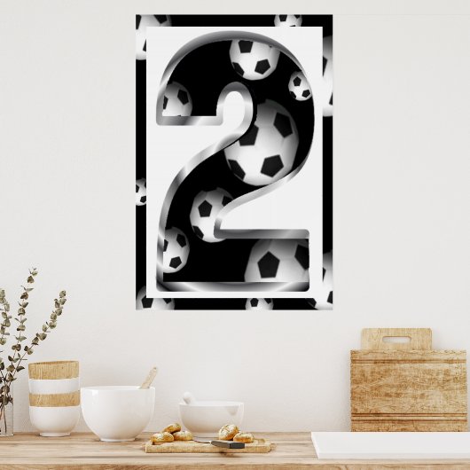 Aangepast nummer 2 Poster Voetbal (Keuken)