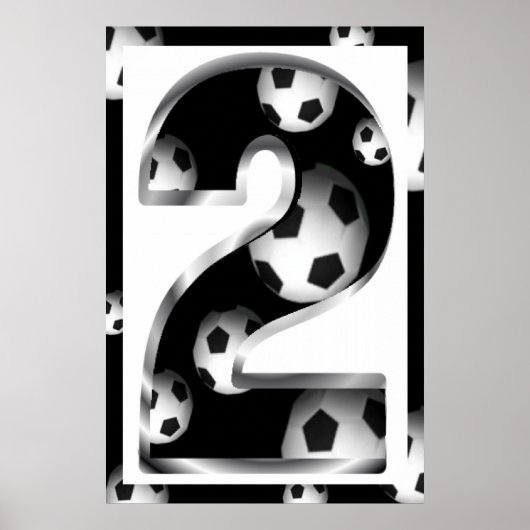 Aangepast nummer 2 Poster Voetbal (Voorkant)