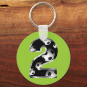 Aangepast nummer 2 Voetbal Sleutelhanger (Voorkant)