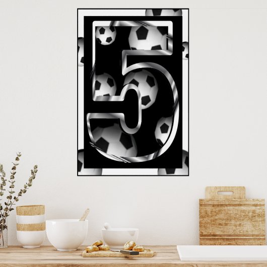 Aangepast nummer 5 Poster Voetbal (Keuken)
