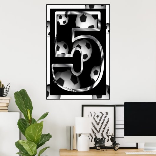 Aangepast nummer 5 Poster Voetbal (Thuiskantoor)