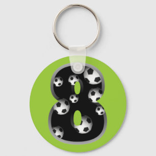 Aangepast nummer 8 Voetbal Sleutelhanger