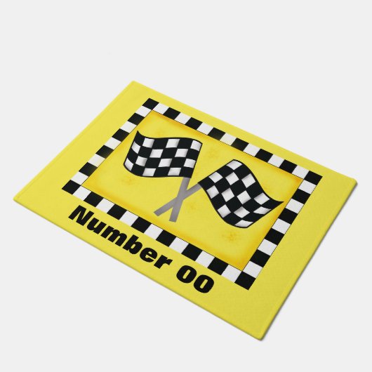 Aangepast nummer bij Race Gecontroleerd vlag Aange Deurmat (Schuin)