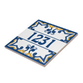 Aangepast nummer blauw en geel Azulejos Tegeltje (Zijkant)