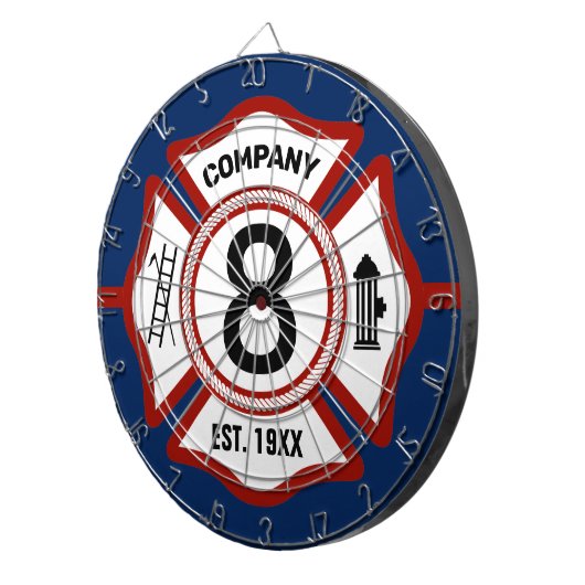 Aangepast nummer brandstation | dartbord (Voorkant Rechts)