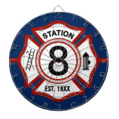 Aangepast nummer brandstation Maltese kruis Dartbord (Voorkant)