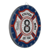 Aangepast nummer brandstation Maltese kruis Dartbord (Voorkant Links)