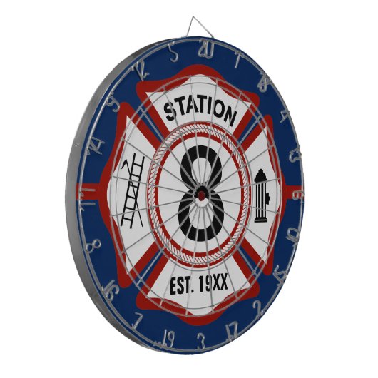 Aangepast nummer brandstation Maltese kruis Dartbord (Voorkant Links)