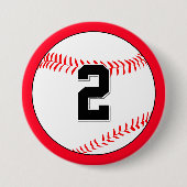 Aangepast nummer en teamkleur op honkbalspelerstsh ronde button 7,6 cm (Voorkant)