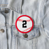 Aangepast nummer en teamkleur op honkbalspelerstsh ronde button 7,6 cm (In situ)