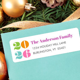 Aangepast nummer nieuwjaar kleurrijke oude moderne etiket