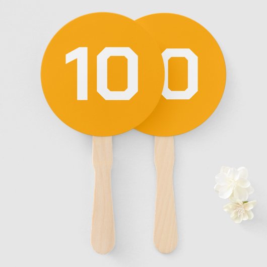 Aangepast nummer | Oranje Event Game Score Handwaaier (Voorkant en achterkant)