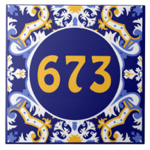 Aangepast nummer: periwinkle, blauw en geel Azulej