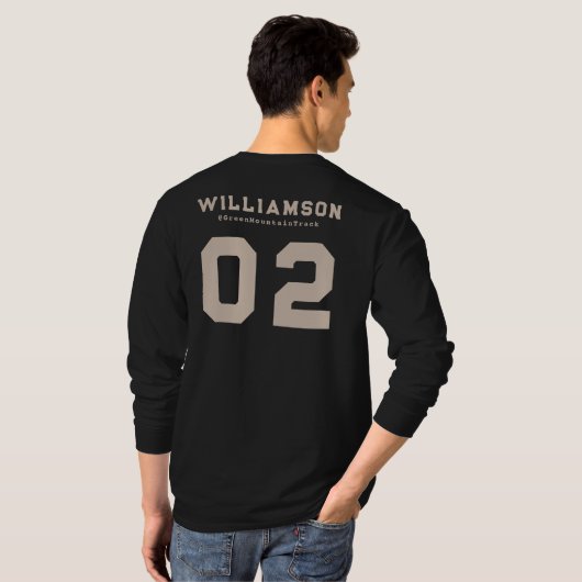 Aangepast nummer van track- en veldteamnaam t-shirt (Achterkant volledig)