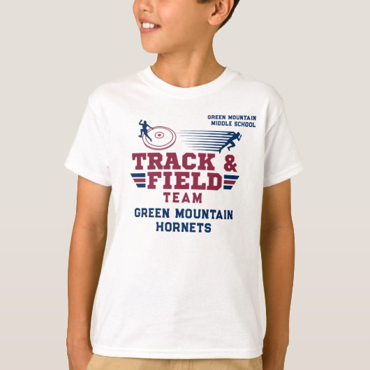 Aangepast nummer van track- en veldteamnaam t-shirt (Voorkant)