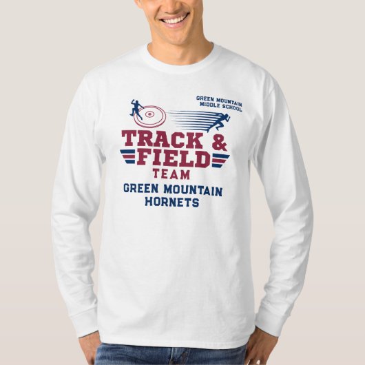 Aangepast nummer van track- en veldteamnaam t-shirt (Voorkant)