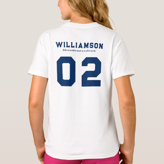 Aangepast nummer van track- en veldteamnaam t-shirt (Achterkant)