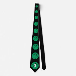 Aangepast nummer voor groene Basketball-coach/spel Stropdas