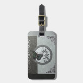 Aangepast object met blauwgroen vlinder op grijze  bagagelabel (Voorkant verticaal)