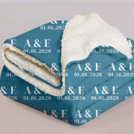 Aangepast Oceanblauw Dekbed voor Bruid & Bruidegom Sherpa Deken