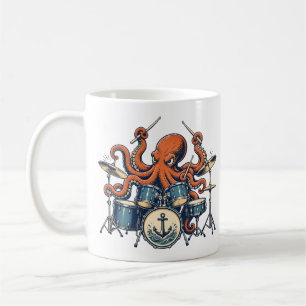 Aangepast Octopus Drummer Design Koffiemok