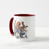 Aangepast Octopus Drummer Design Mok (Voorkant links)