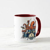 Aangepast Octopus Drummer Design Mok (Voorkant rechts)