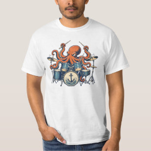 Aangepast Octopus Drummer Design T-shirt