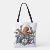 Aangepast Octopus Drummer Design Tote Bag (Achterkant)