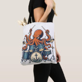 Aangepast Octopus Drummer Design Tote Bag (Dichtbij)