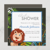 Aangepast oerwoud leeuw baby shower kaart (Voorkant / Achterkant)