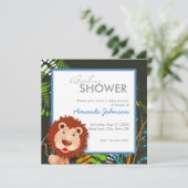 Aangepast oerwoud leeuw baby shower kaart (Staand voorkant)