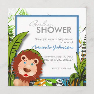 Aangepast oerwoud leeuw baby shower kaart