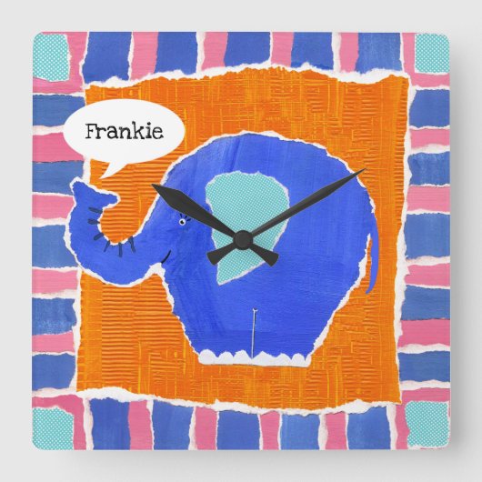 Aangepast olifant vierkante klok (Voorkant)