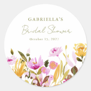 Aangepast Olijf Roze Waterverf Florence Vrijgezell Ronde Sticker