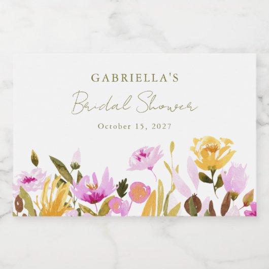 Aangepast Olijf Roze Waterverf Florence Vrijgezell Sparkling Wijnetiket (Enkel label)