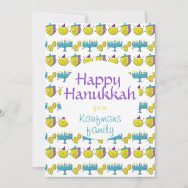 Aangepast om jouw naam Hanukkah schattige en grapp Kaart
