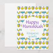 Aangepast om jouw naam Hanukkah schattige en grapp Kaart (Voorkant / Achterkant)