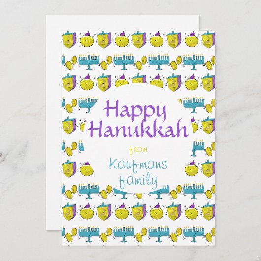 Aangepast om jouw naam Hanukkah schattige en grapp Kaart (Voorkant / Achterkant)