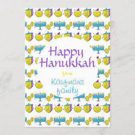 Aangepast om jouw naam Hanukkah schattige en grapp Kaart
