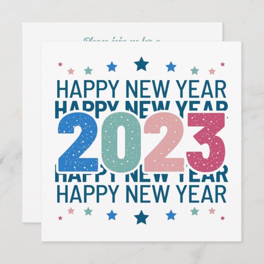 Aangepast om kleurrijk gelukkig nieuwjaar 2023 aan save the date (Voorkant / Achterkant)