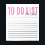 Aangepast om lijst te doen | Roze Notitieblok<br><div class="desc">Dit om lijst te doen is een handig klein notitieblok om u te helpen organiseren dag in en dag uit. Personaliseer door jouw naam in een manuscripttypografie toe te voegen,  en wijzig de kleur door verder aan te passen of extra kleuren in onze winkel te kopen!</div>