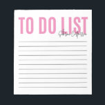 Aangepast om lijst te doen | Roze Notitieblok<br><div class="desc">Dit om lijst te doen is een handig klein notitieblok om u te helpen organiseren dag in en dag uit. Personaliseer door jouw naam in een manuscripttypografie toe te voegen,  en wijzig de kleur door verder aan te passen of extra kleuren in onze winkel te kopen!</div>