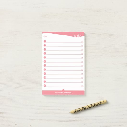 Aangepast om lijst te doen - Roze Post-it® Notes (Op bureau)