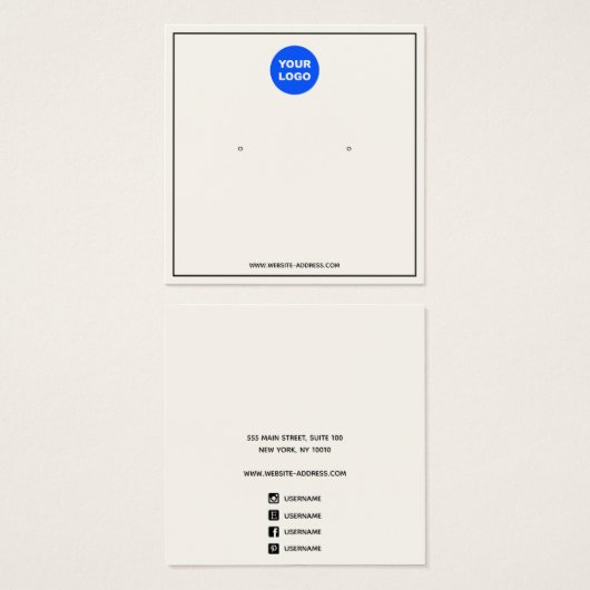 Aangepast om Logo crème met juwelenweergave toe te Vierkante Visitekaartjes (Voorkant /achterkant)