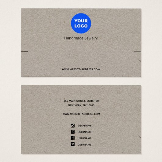 Aangepast om Logo Kraft Bracelet-display toe te vo Visitekaartje (Voorkant /achterkant)