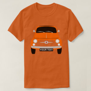 Aangepast om oranje Fiat 500 standaard aan te pas T-shirt